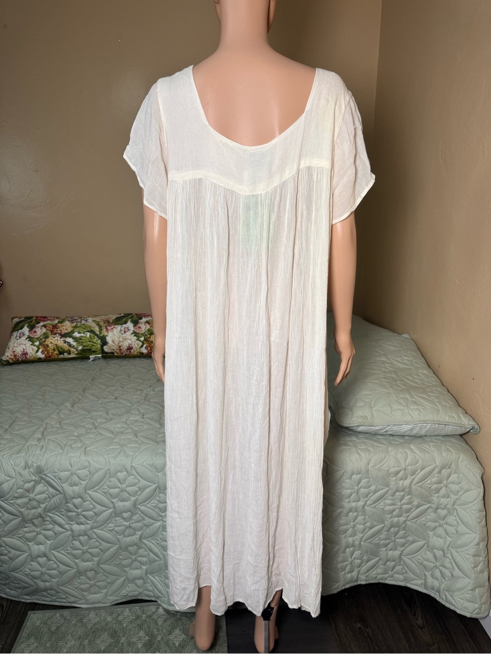 NF Free Style White Embroidered Floral Rayon Boho Maxi Dress Free Size NWT - Picture 5 of 9